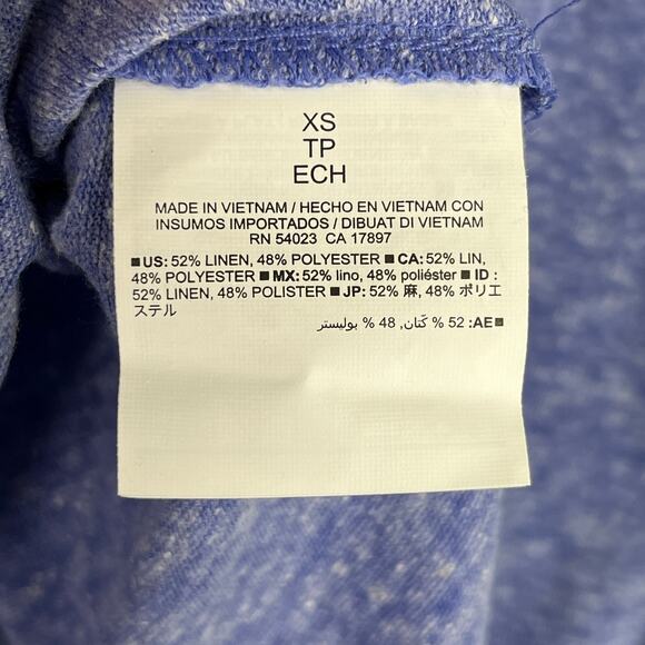 Old Navy Shirt Womens Extra Small Blue Linen Boyfriend Fit Flower Bunch NWT - Picture 4 of 8